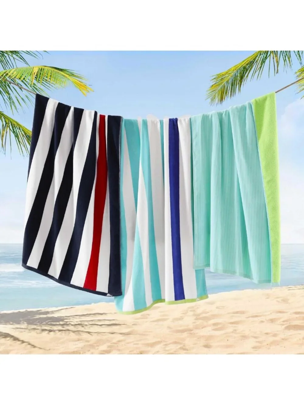 Oversized Cotton Velour Beach Towel Set - 2 Pack, Perfect for Summer Fun!